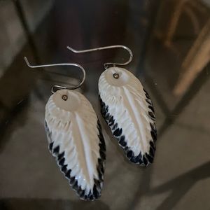 Porcelain feather 🪶 dangle earrings
